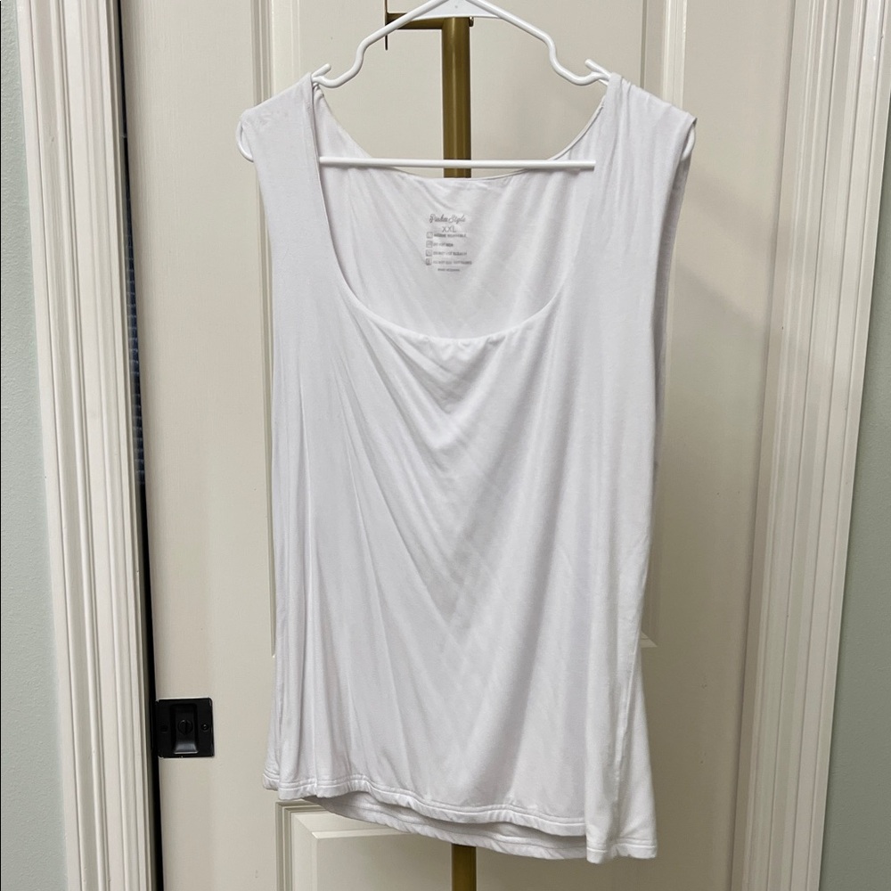 Square Neckline Thick Elegant White Sleeveless Tank Top with Loads of stretch